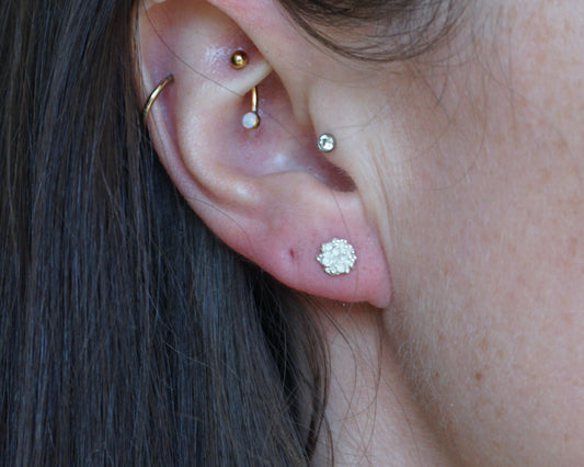 Meliae Lichen Silver Stud Earrings - Melissa Yarlett Jewellery