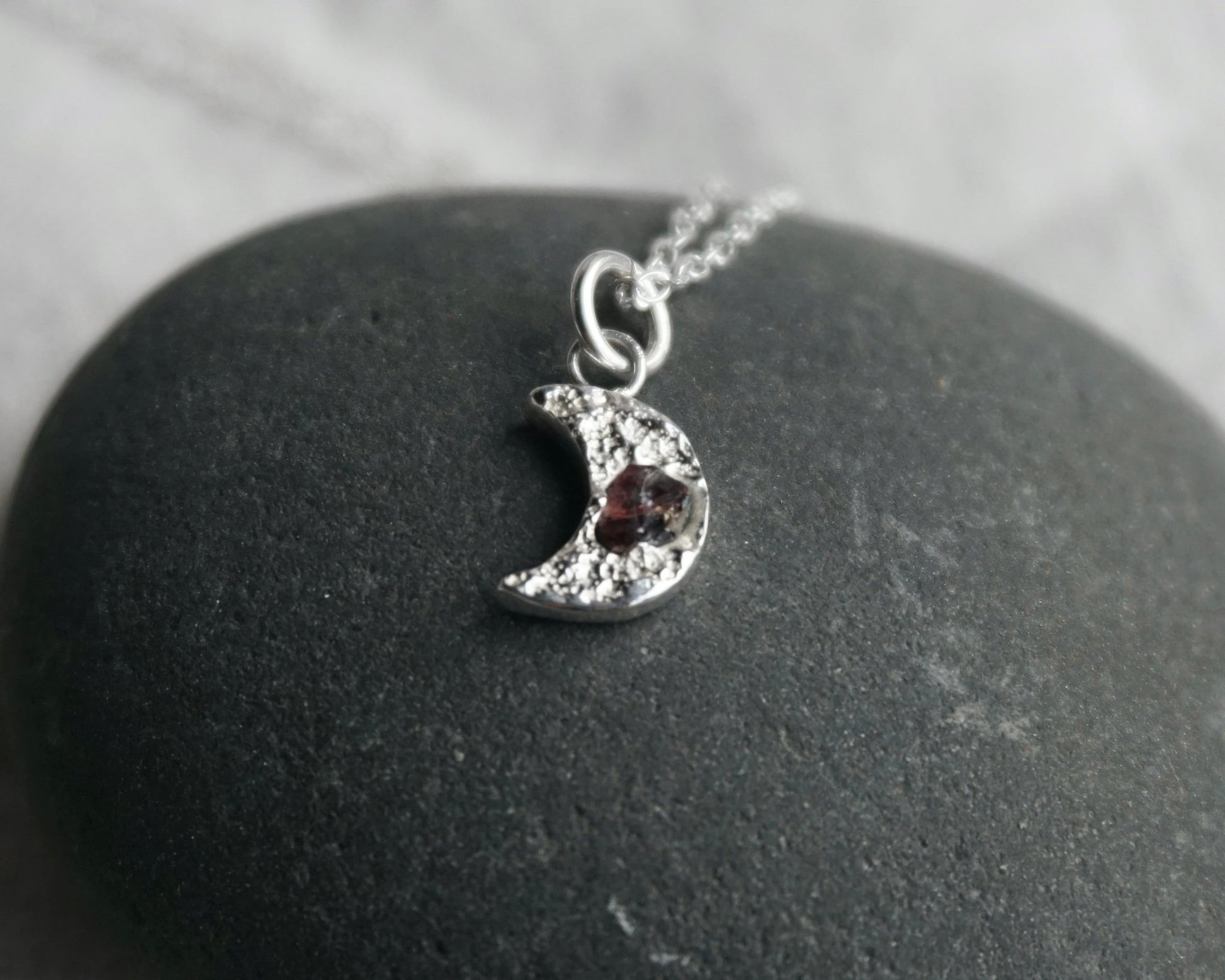 Mini Sapphire & Ruby Moon Necklaces - Melissa Yarlett Jewellery