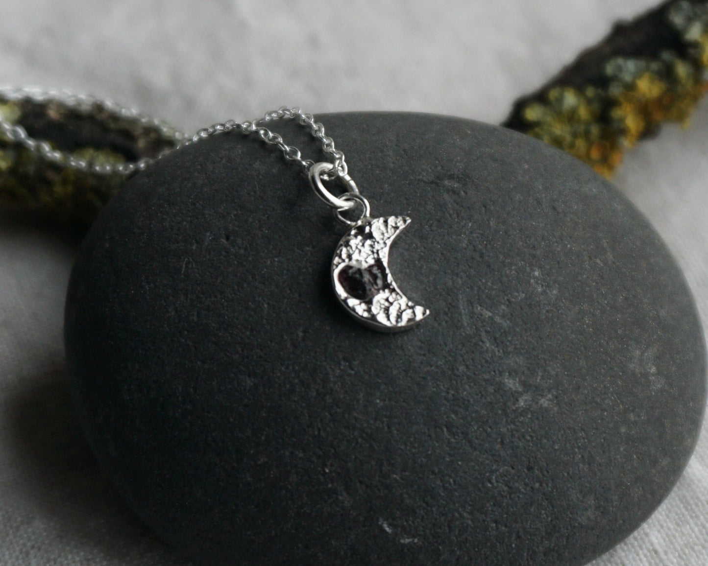 Mini Sapphire & Ruby Moon Necklaces - Melissa Yarlett Jewellery