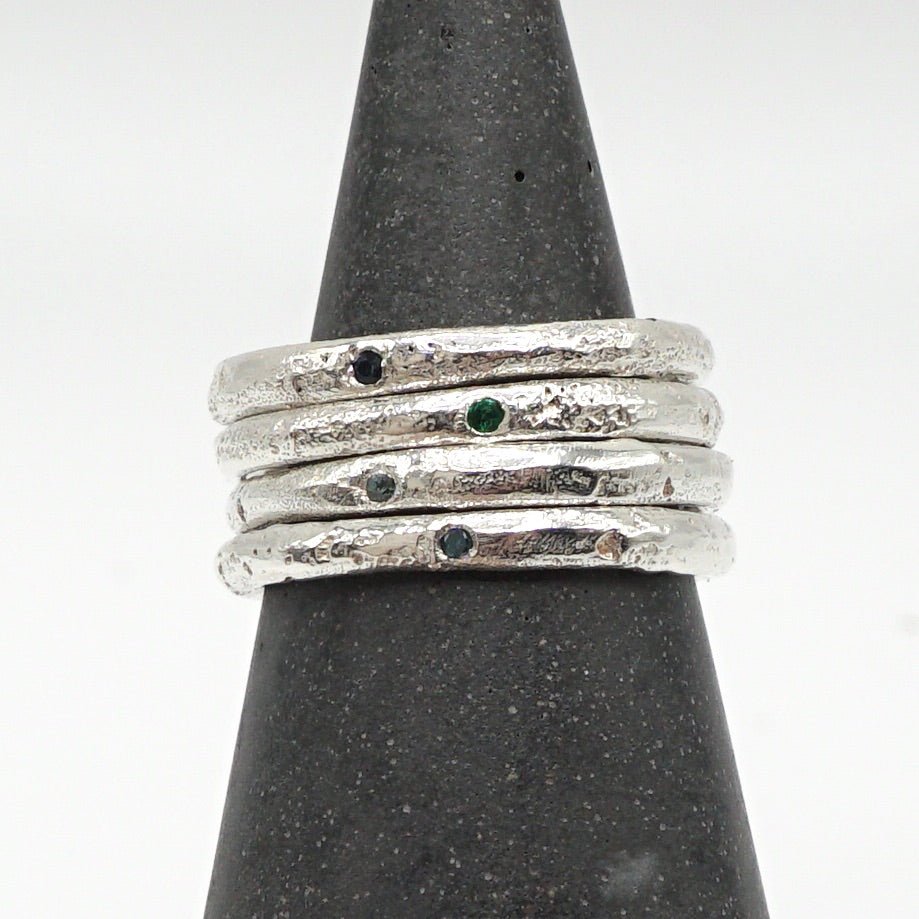 Rustic Sandcast Gemstone Rings - Melissa Yarlett Jewellery