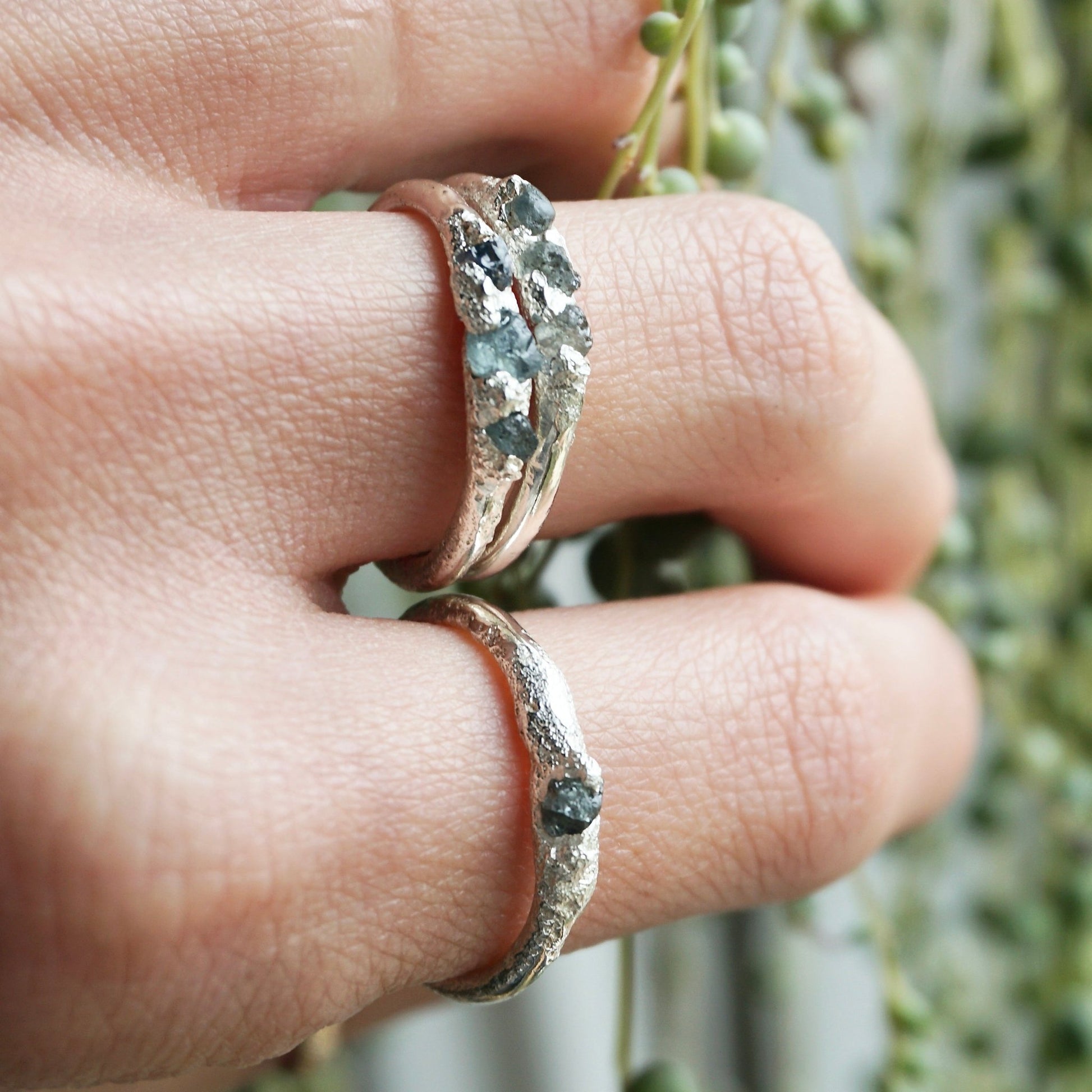 Sandcast Raw Sapphire Rings