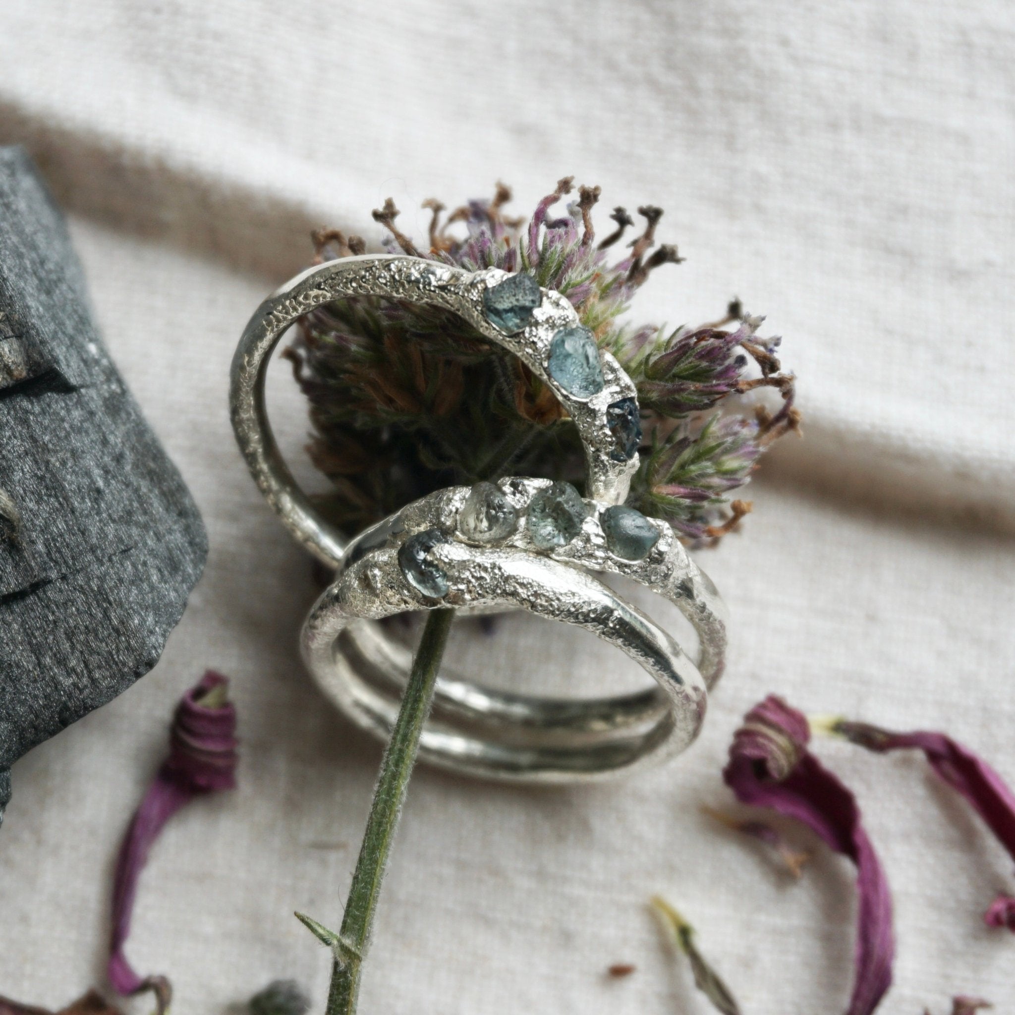 Sandcast Raw Sapphire Rings
